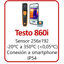 Cámara termográfica Testo 860i para smartphones con resolución 256x192, cálculo Delta T, detección de riesgo de condensación y conectividad con App Testo Smart