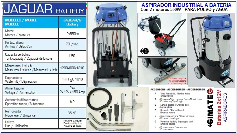 aspirador pro 2 motores x500W baterias polvo y agua gimateg