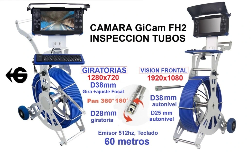 camara giratoria 28mm 60metros inspeccion tubos GiCam-FH2pro GimateG