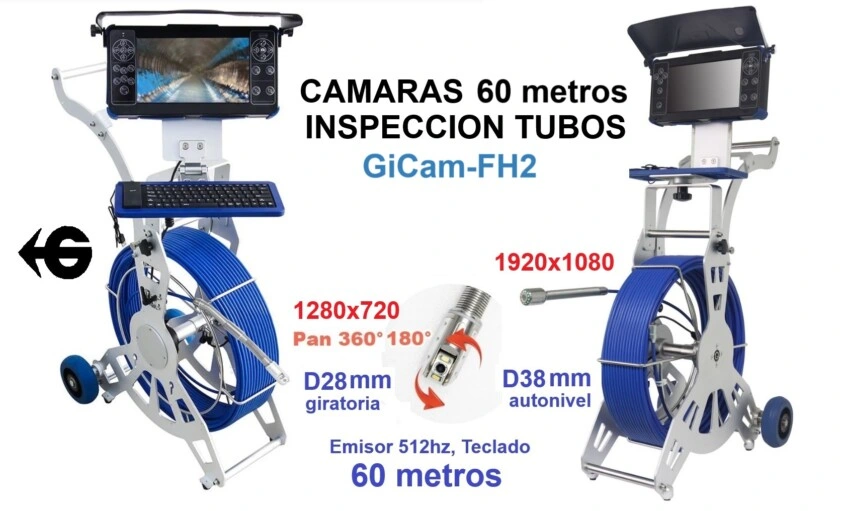 camara DOBLE inspeccion tubos GiCam-FH2pro D28 GIRA y D38 x60metros GimateG