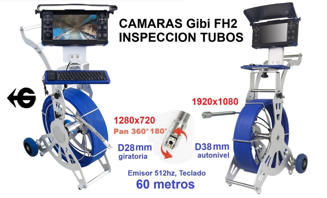camaras inspeccion tubos GiCam FH2 60metros giratoria 28mm HD y D38mm FHD GimateG