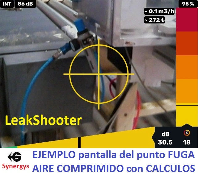 busca fugas aire comprimido con calculo caudal y foto LKS gimateg