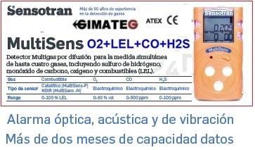 exposimetro Multisens 4 gases para espacio confinado gimateg