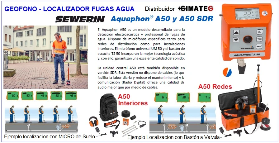 geofono A50 localizador fugas agua de facil uso gimateg sewerin