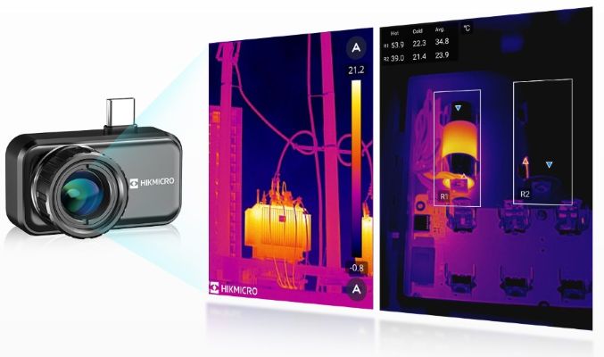 Visualización térmica capturada con la cámara HIKMICRO Mini3, destacando la nitidez y el detalle para detección de anomalías en equipos eléctricos e instalaciones técnicas mediante smartphone. Disponible a través de Gimatec, distribuidor especializado en instrumentación termográfica profesional.