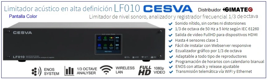 limitador acustico de nivel sonoro wifi cesva LF010 gimateg