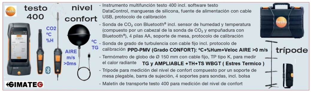 multifuncion  testo 400 confort estres CO2 CO Venta alquiler GimateG
