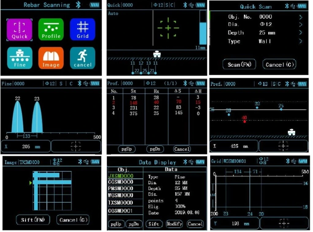 pantallas pachometro barras hormigon lg200 gimateg