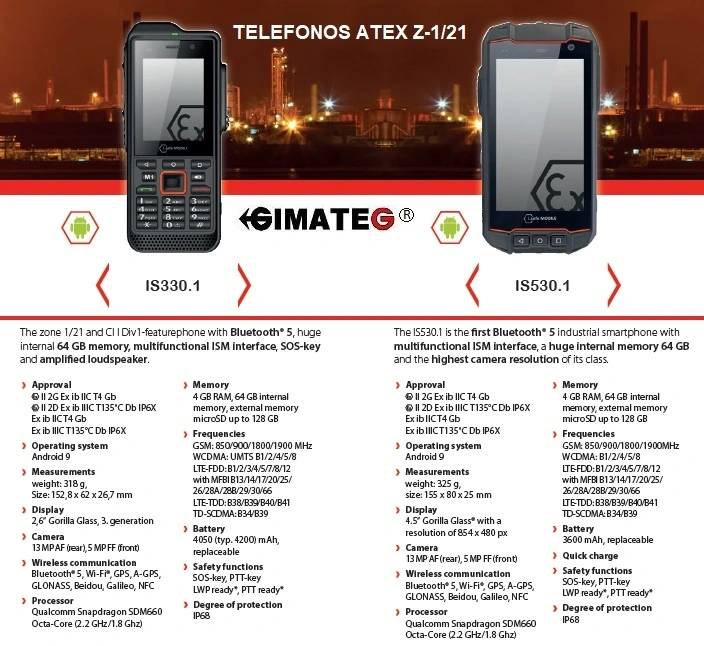 elefono ATEX zona 1-21 camara foto venta alquiler GimateG