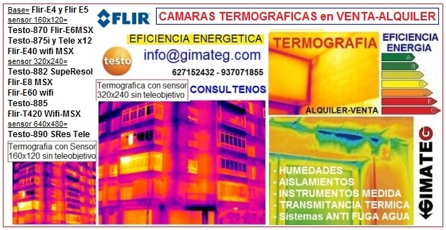 ejemplo comparativo camaras termograficas venta alquiler gimateg
