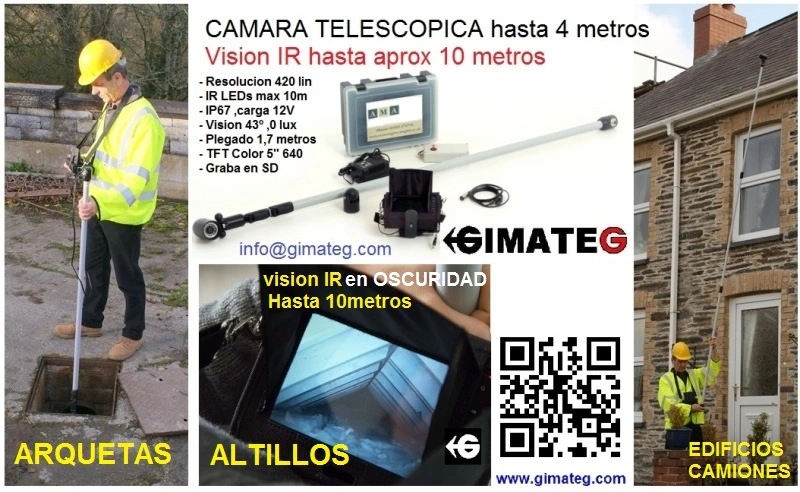 camara telescopica hasta 4 metros para inspeccion edificios GimateG