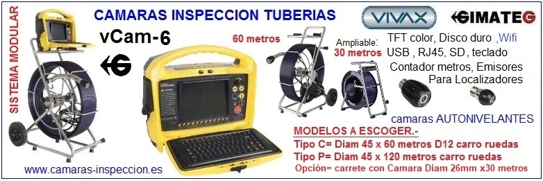 camara inspeccion tuberias vCam-6 largo 60 o 110 metros  GMT