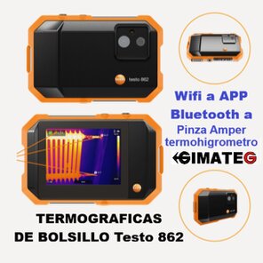 Cámara termográfica Testo 860i para smartphones con resolución 256x192, cálculo DeltaHeat y DeltaCool, detección de riesgo de condensación y uso con App Testo Smart