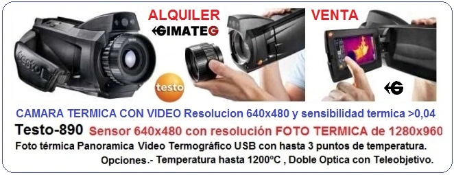 Alquiler camara video termografico hasta 640x480