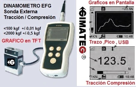 alquiler Dinamometro digital EFG sonda externa grafico traccion compresion 100kgf  GimateG