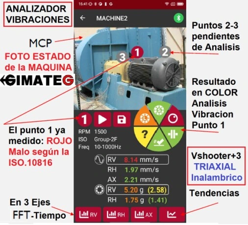 informe en FOTO estado maquina vibrometro triaxial vshooter3