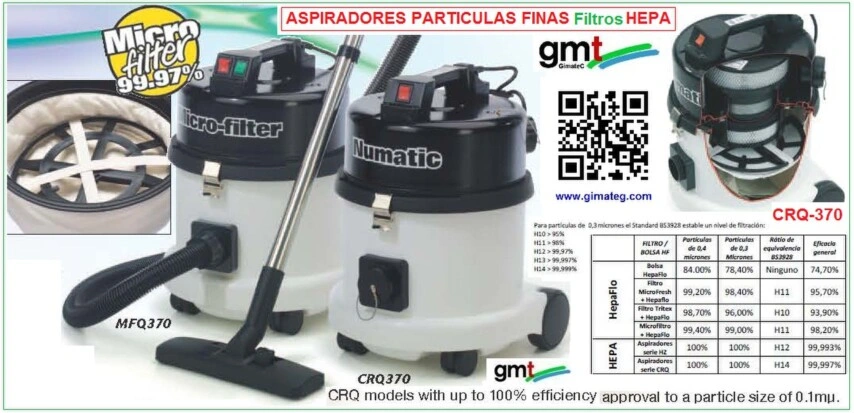 aspirador polvo FILTRO Micro ultra HEPA numatic gimateg