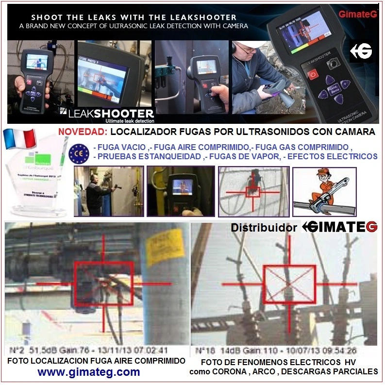 localizador fugas por ultrasonido de aire comprimido gas vapor y arco electrico