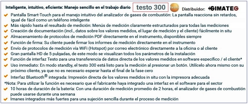 uso analizador gases combustion testo 300 dilusion e impresora gimateg