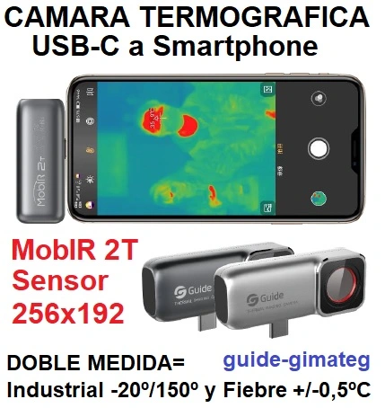 termografica USBC a movil MobIR 2T 256x192 guide-gimateg
