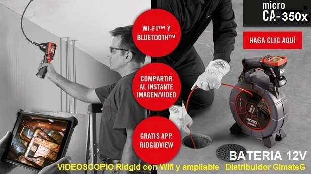 camara inspeccion tuberias Ridgid CA350ex Bateria 12V GimateG